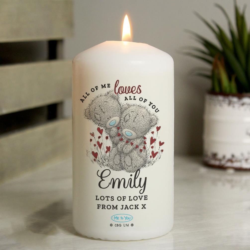 Personalised All My Love Me to You Bear Pillar Candle Extra Image 1
